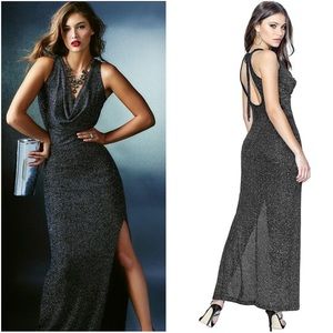 Guess Womens Black Sparkle ISLA Maxi Dress Size Large